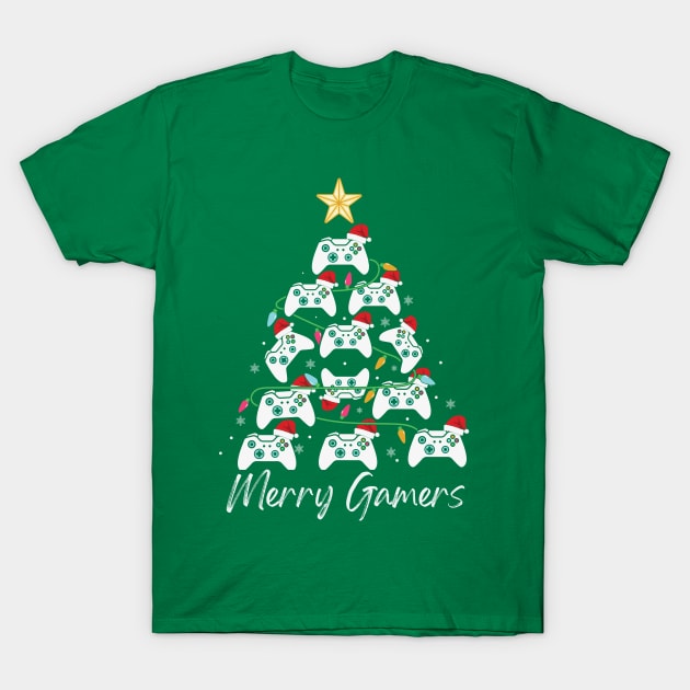 gamers Christmas Tree, gaming fun joystick T-Shirt by YuriArt